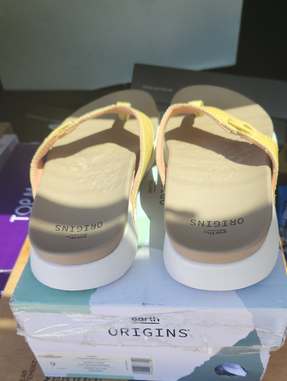 Earth Origins Yellow and Tan Thong Sandals